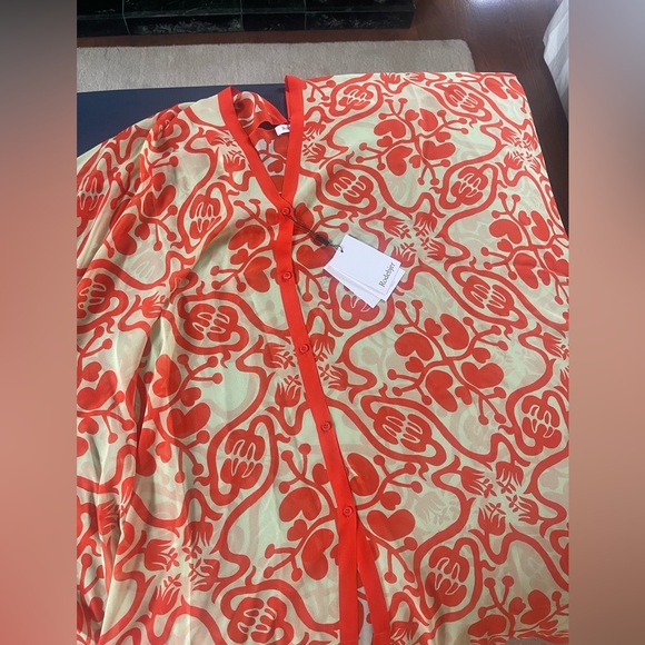 Rodebjer Agave Rendezvous Vous Caftan Cherry Tomato & Cream NWT OS - Picture 7 of 9